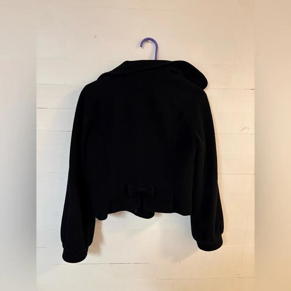 Stradivarius Cropped Black Jacket with Bow Back Size Medium - Picture 3 of 6
